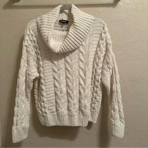 Express Cable Knit Cowl Neck Sweater